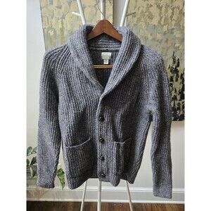 J Crew Rugged Merino Wool Heavyweight Cardigan Sweater Charcoal Medium